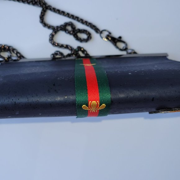 Handmade Navy-Blue Cork Clutch - Picture 9 of 9